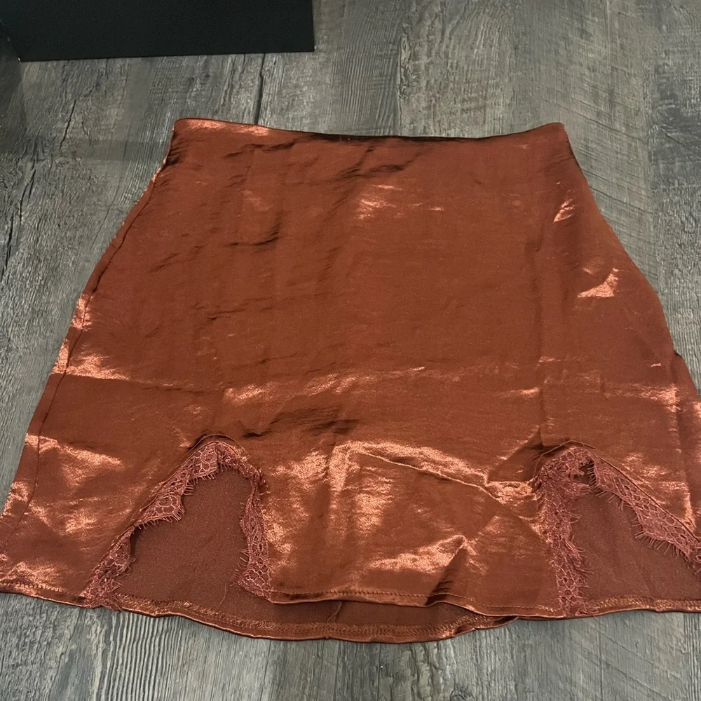 Rust/Brown Satin Skirt - Picture 2 of 2